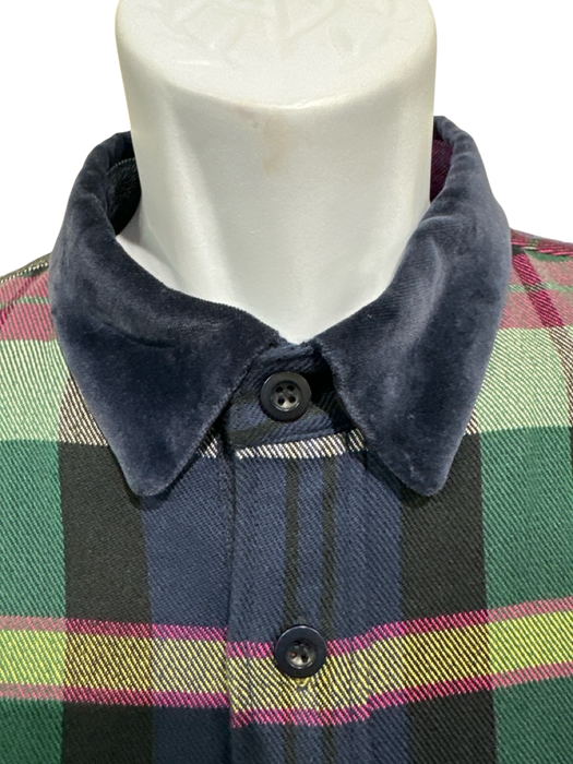 Sacai Size 4 Purple & Navy Print Wool Blend Plaid Button Up Men's Jacket Purple & Navy Print / 4