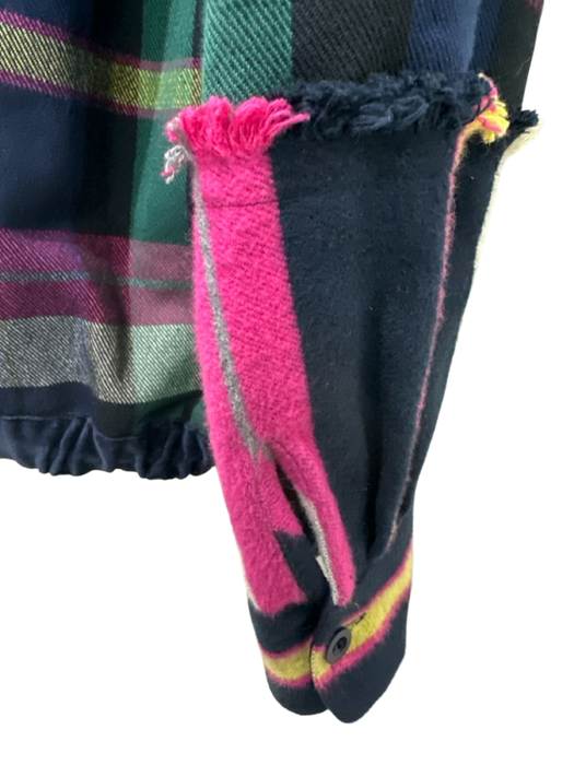 Sacai Size 4 Purple & Navy Print Wool Blend Plaid Button Up Men's Jacket Purple & Navy Print / 4