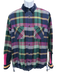 Sacai Size 4 Purple & Navy Print Wool Blend Plaid Button Up Men's Jacket Purple & Navy Print / 4