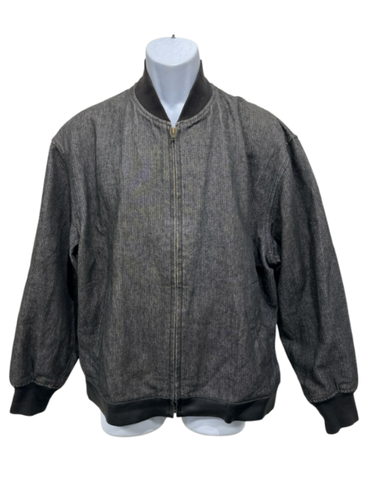 Comme De Garcon Size M Gray Cotton Striped Bomber Men's Jacket Gray / M