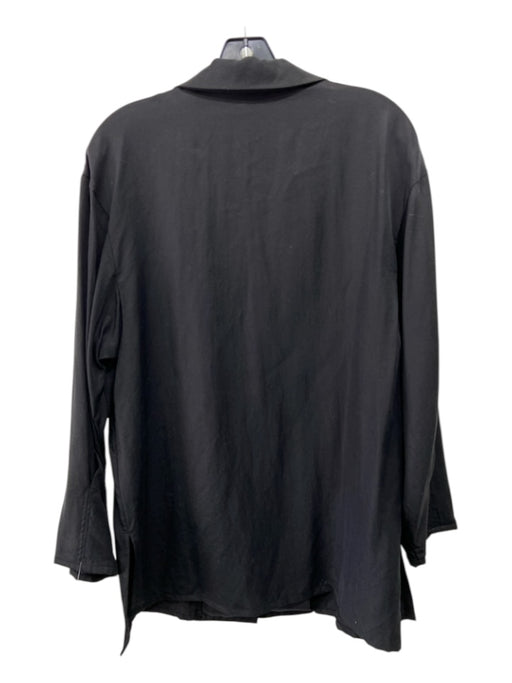 COS Size 10 Black Lyocell Button Long Sleeve Collar Top Black / 10