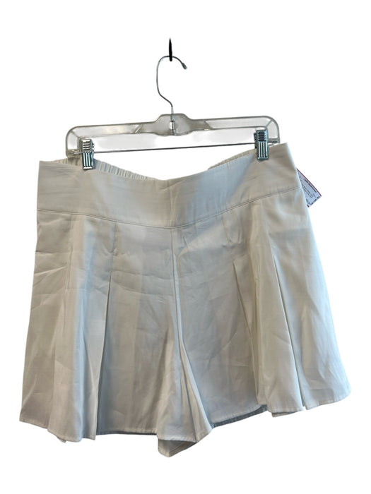 Emily McCarthy Size L White Rayon Blend Pleated Elastic Waist Ikat Print Skort White / L