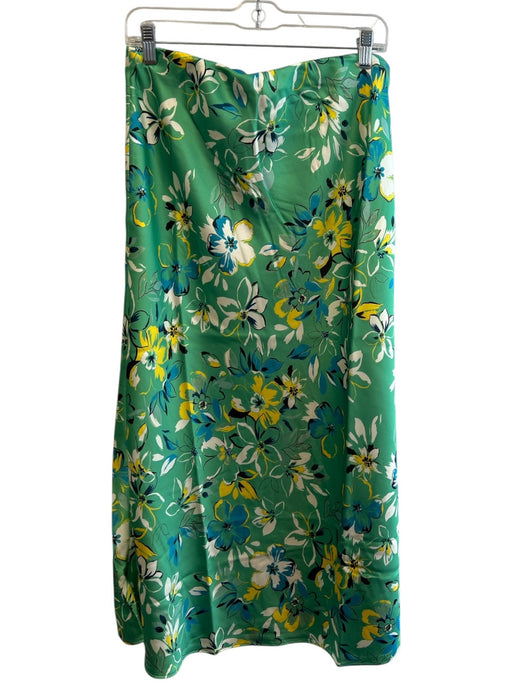 Ann Mashburn Size M Green Polyester Floral Maxi Elastic Waist Below knee Skirt Green / M