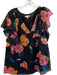 Joie Size L Black Polyester Semi Sheer Floral Ruffle Detail V Neck Top Black / L