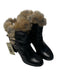 Frye Shoe Size 9 Black Leather Rabbit Fur Buckle Detail Almond Toe Boots Black / 9