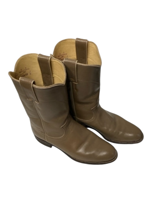 Justin Shoe Size 6.5 light brown Leather Mid Calf Height Almond Toe Boots light brown / 6.5