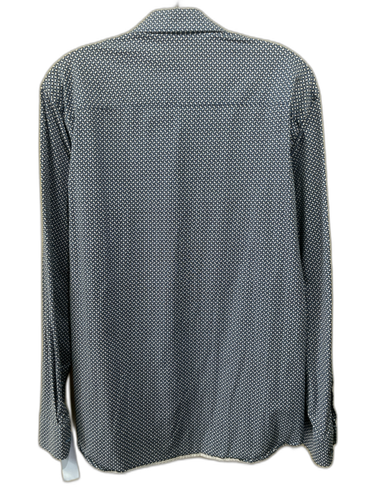 Bugatchi Size L Blue & White Cotton Blend Abstract Button up Long Sleeve Shirt Blue & White / L
