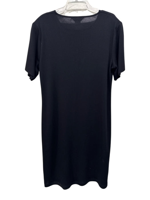 Misook Size XXL Black Acrylic Knit Short Sleeve Padded Shoulders Crew Neck Dress Black / XXL
