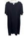 Misook Size XXL Black Acrylic Knit Short Sleeve Padded Shoulders Crew Neck Dress Black / XXL