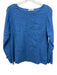 Terzo Millennio Size S Blue Linen Crochet Detail Balloon Sleeve Top Blue / S