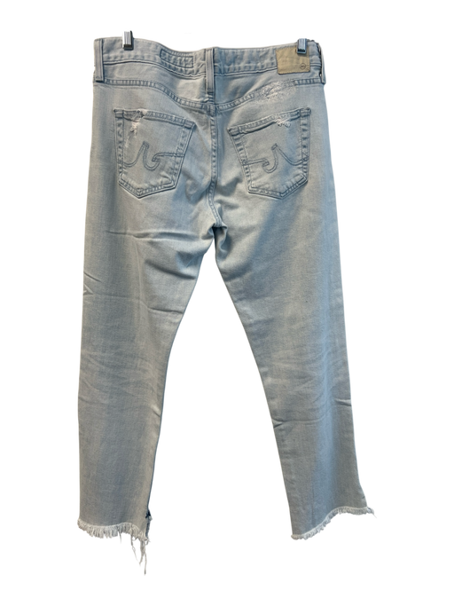 AG Size 28 Light Denim Cotton Blend 5 Pocket Mid Rise distressed Jeans Light Denim / 28