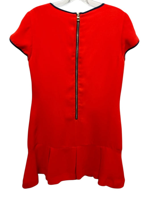 Sail To Sable Size 6 Neon Orange & Navy Blue Polyester Contrast Trim Dress Neon Orange & Navy Blue / 6