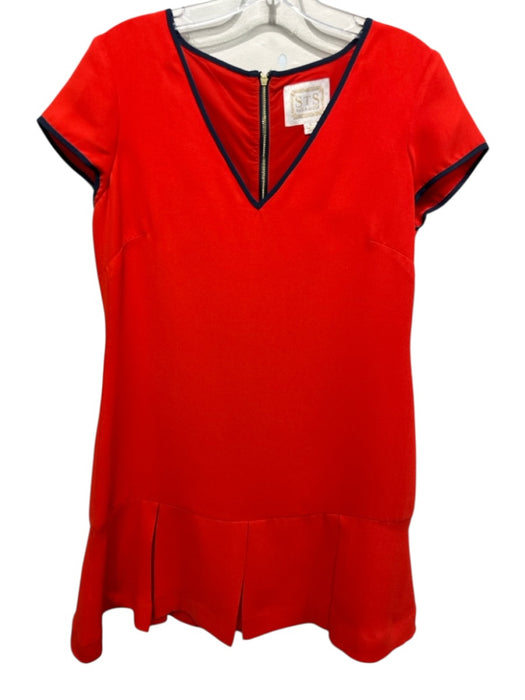 Sail To Sable Size 6 Neon Orange & Navy Blue Polyester Contrast Trim Dress Neon Orange & Navy Blue / 6