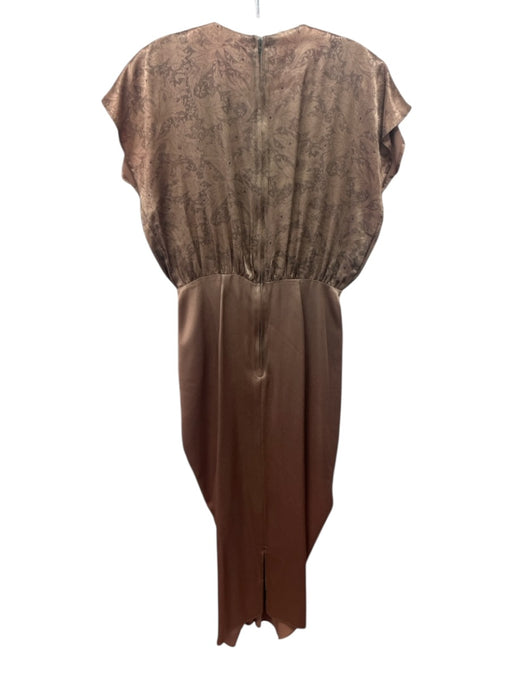 Scarlett Size Est M Copper Acetate Blend Floral Paisley Cap Sleeve Dress Copper / Est M