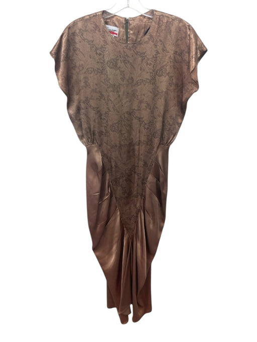 Scarlett Size Est M Copper Acetate Blend Floral Paisley Cap Sleeve Dress Copper / Est M