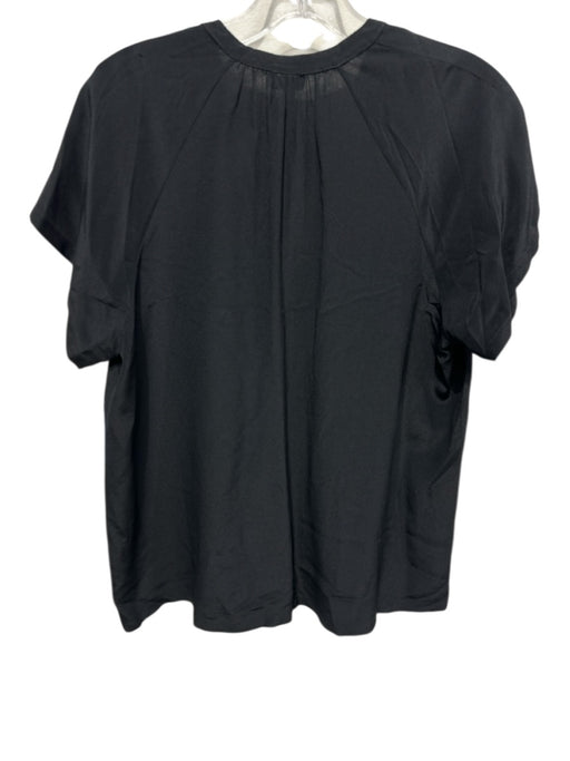 Cuyana Size XS Black Silk Short Sleeve V Neck Gathered Neck Top Black / XS