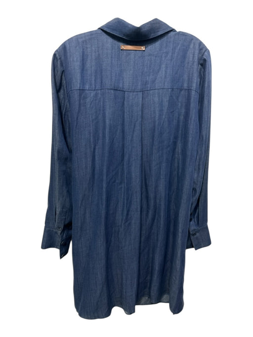 Tibi Size M Blue Tencel Chambray Wrap Button Down Dress Blue / M