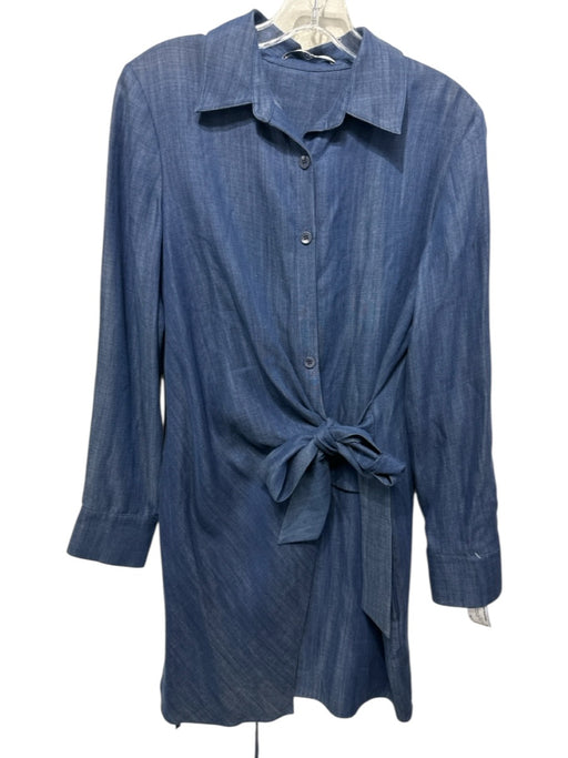 Tibi Size M Blue Tencel Chambray Wrap Button Down Dress Blue / M
