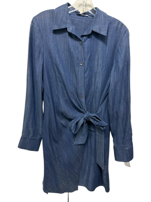 Tibi Size M Blue Tencel Chambray Wrap Button Down Dress Blue / M