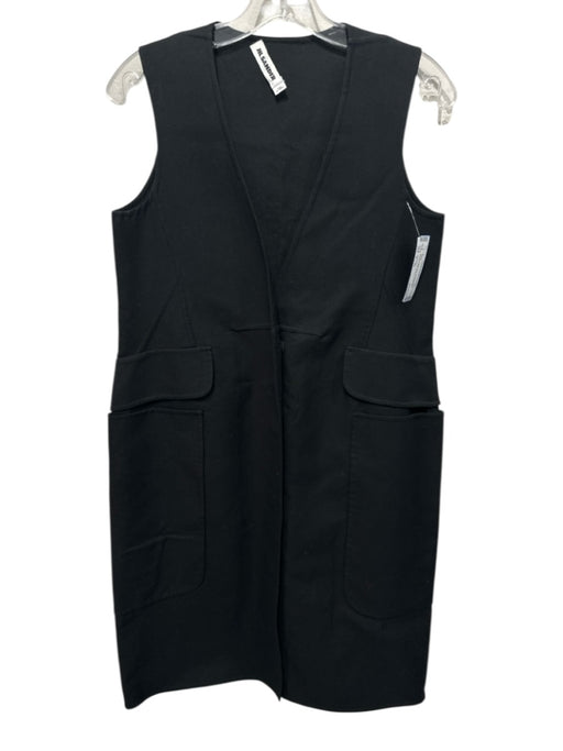 Jil Sander Size M / 38 Black Cotton Twill Pockets Snap Buttons Vest Dress Black / M / 38