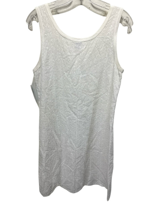 Johnny Was Size S White Cotton Semi Sheer Embroidered Sleeveless Shift Dress White / S