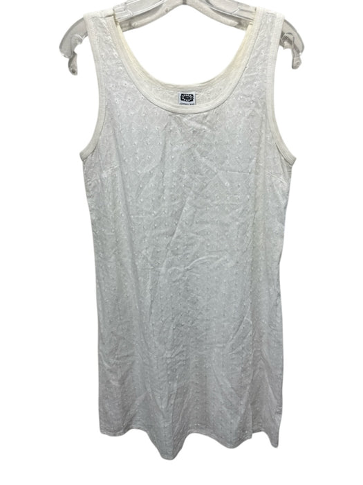 Johnny Was Size S White Cotton Semi Sheer Embroidered Sleeveless Shift Dress White / S