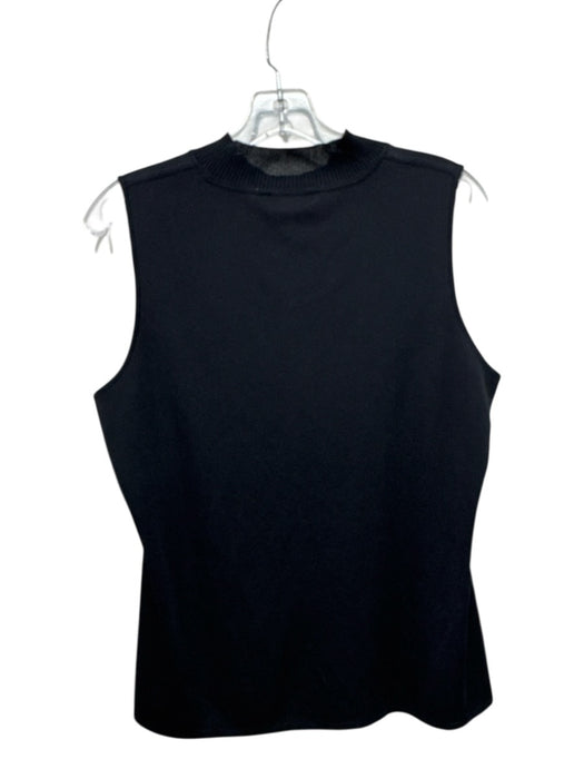 Misook Size XL Black Acrylic Ribbed Collar Mock Neck Sleeveless Shell Robe Black / XL