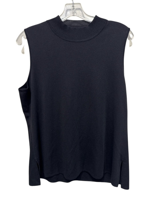 Misook Size XL Black Acrylic Ribbed Collar Mock Neck Sleeveless Shell Robe Black / XL