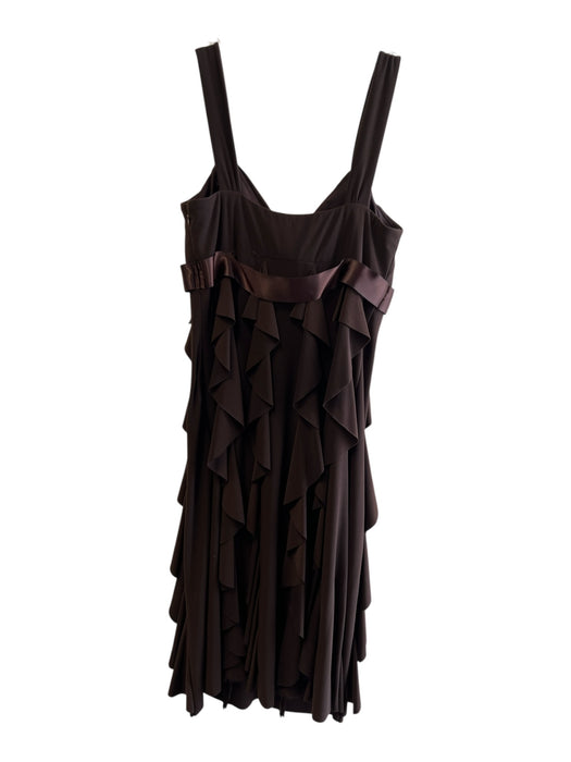 Betsy & Adam Size 6 Chocolate Polyester Side Zip Sleeveless V Neck Dress Chocolate / 6