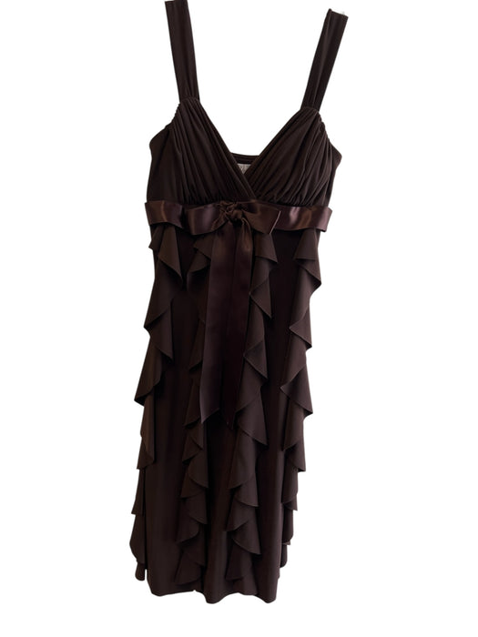 Betsy & Adam Size 6 Chocolate Polyester Side Zip Sleeveless V Neck Dress Chocolate / 6