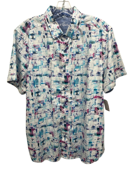 Robert Graham Size XL White & Multi Cotton Abstract Men's Short Sleeve White & Multi / XL