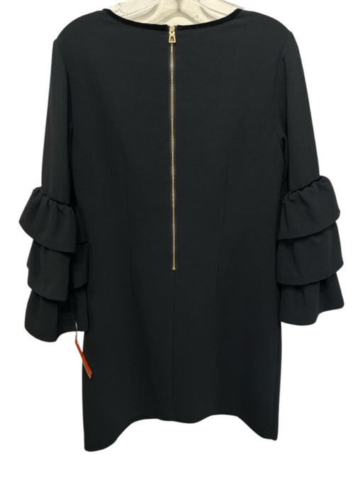 Sail To Sable Size 6 Black Polyester Blend Long Ruffle Sleeve Velvet Trim Dress Black / 6