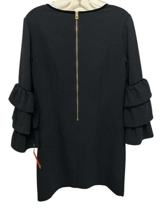 Sail To Sable Size 6 Black Polyester Blend Long Ruffle Sleeve Velvet Trim Dress Black / 6