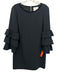 Sail To Sable Size 6 Black Polyester Blend Long Ruffle Sleeve Velvet Trim Dress Black / 6