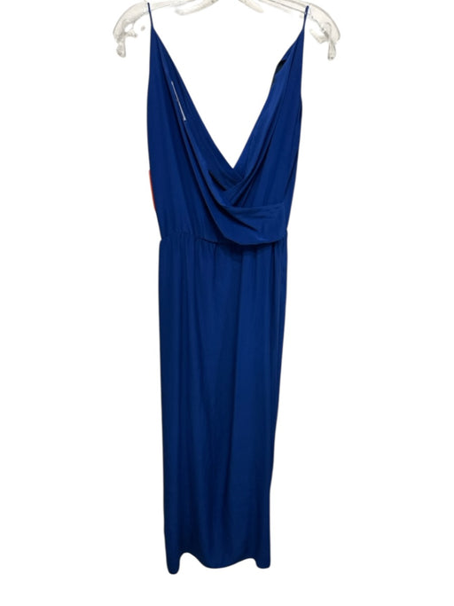 Amanda Uprichard Size P Blue Silk Spaghetti Strap V Neck Front Slit Draped Dress Blue / P