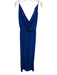 Amanda Uprichard Size P Blue Silk Spaghetti Strap V Neck Front Slit Draped Dress Blue / P