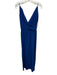 Amanda Uprichard Size P Blue Silk Spaghetti Strap V Neck Front Slit Draped Dress Blue / P