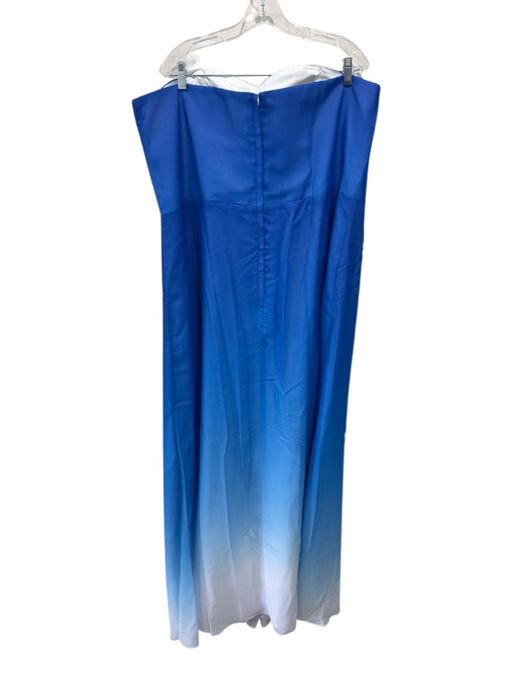 cocomelody Size 24 Blue & White Polyester Strapless Gradient Gathered Front Gown Blue & White / 24
