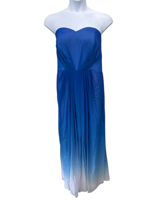 cocomelody Size 24 Blue & White Polyester Strapless Gradient Gathered Front Gown Blue & White / 24