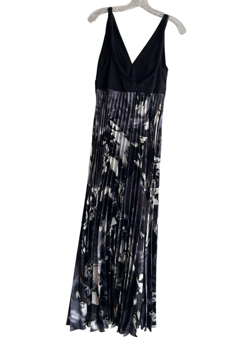Betsey & Adam Size 10 Black & Purple Polyester V Neck Floral twist strap Dress Black & Purple / 10