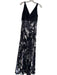 Betsey & Adam Size 10 Black & Purple Polyester V Neck Floral twist strap Dress Black & Purple / 10