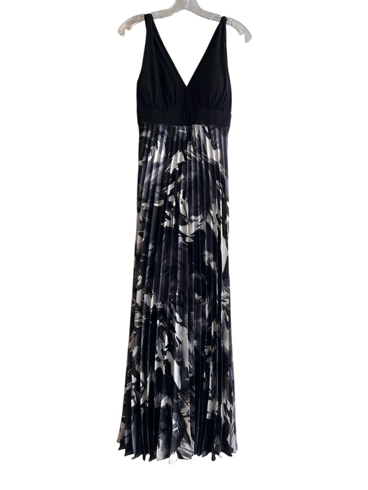 Betsey & Adam Size 10 Black & Purple Polyester V Neck Floral twist strap Dress Black & Purple / 10