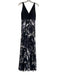 Betsey & Adam Size 10 Black & Purple Polyester V Neck Floral twist strap Dress Black & Purple / 10