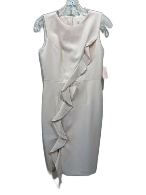 Milly Size 4 Cream White Sleeveless Ruffles Below Knee Dress Cream White / 4