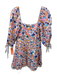 Amanda Uprichard Size XS Blue, Orange, Purple Ramie Long puff sleeve Mini Dress Blue, Orange, Purple / XS