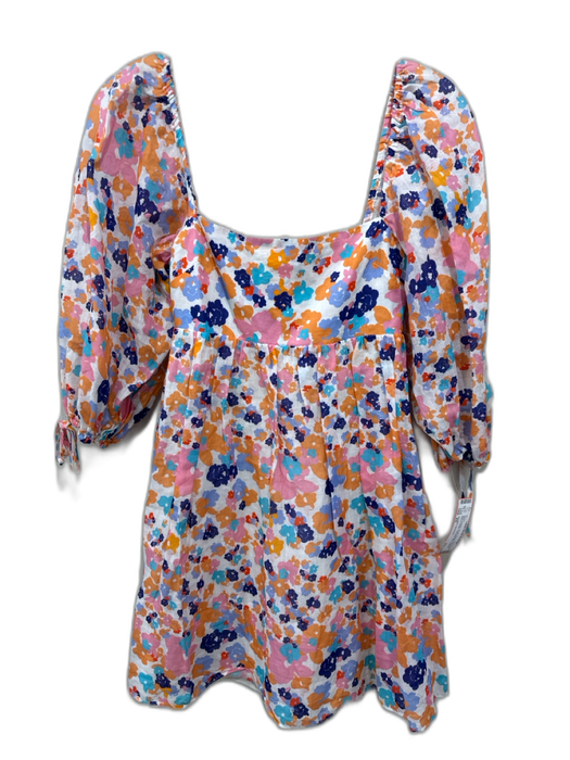 Amanda Uprichard Size XS Blue, Orange, Purple Ramie Long puff sleeve Mini Dress Blue, Orange, Purple / XS