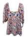Amanda Uprichard Size XS Blue, Orange, Purple Ramie Long puff sleeve Mini Dress Blue, Orange, Purple / XS