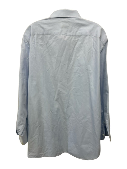 Zegna Size 17.5 Light blue Cotton Solid Button Up Men's Long Sleeve Shirt Light blue / 17.5