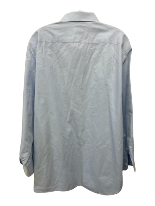 Zegna Size 17.5 Light blue Cotton Solid Button Up Men's Long Sleeve Shirt Light blue / 17.5