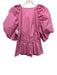 Gestuz Size 36 Pink Cotton Short Puff Sleeve Pleat Detail Gathered Peplum Top Pink / 36